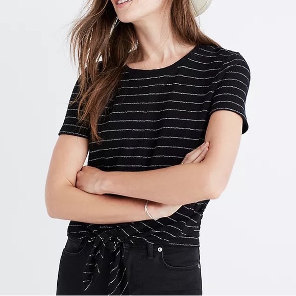 Madewell Modern Tie-Front Top in Stripe - Picture 4 of 6
